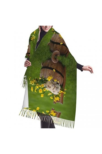 IUBBKI Écharpe délicate en forme darche à pompons, pour femme, idéale pour lhiver, le printemps, létole douce et chaude, p