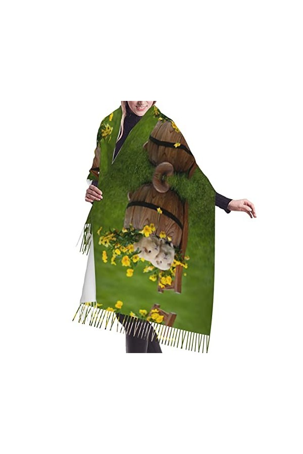 IUBBKI Écharpe délicate en forme darche à pompons, pour femme, idéale pour lhiver, le printemps, létole douce et chaude, p