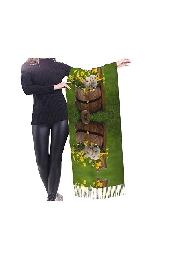 IUBBKI Écharpe délicate en forme darche à pompons, pour femme, idéale pour lhiver, le printemps, létole douce et chaude, p