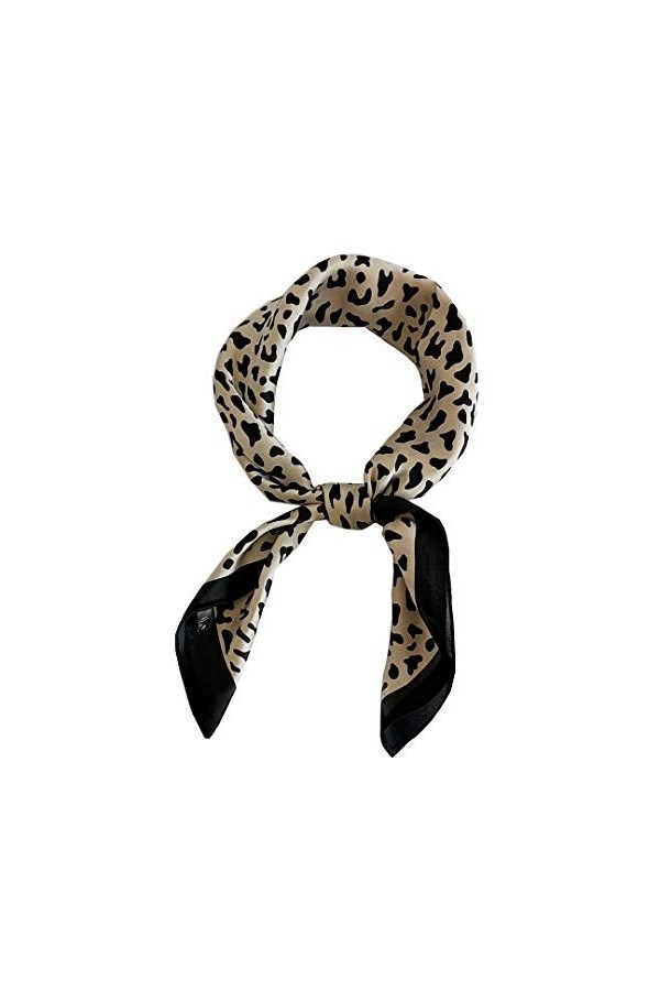 FONYVE Écharpe carrée en satin pour femme - 69,5 x 69,8 cm, 07 Stripe Beige, Medium