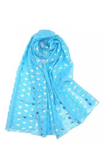 Écharpe légère à paillettes avec imprimé abeilles - Bleu - Taille unique