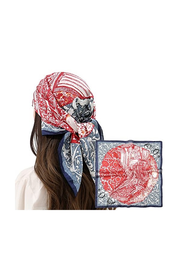 RIIQIICHY Foulard Femme Écharpe Etole Carré Bandana Multi-motifs70x70cm