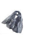 100% Foulard en soie Oiseau et fleur - Beige