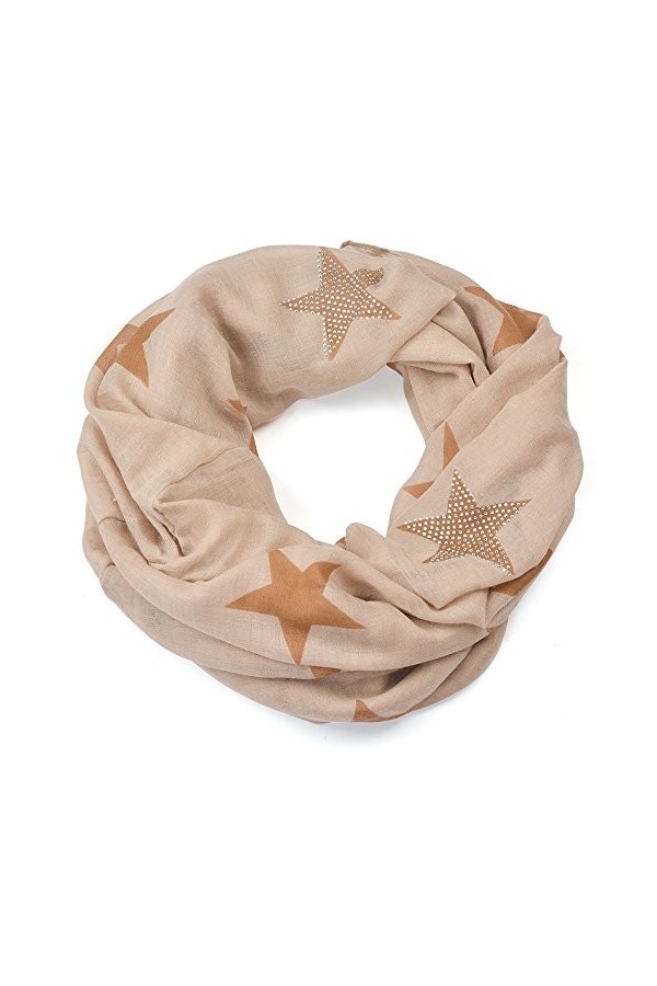 écharpe boucle étoilée, large et légère, nombreuses couleurs vives disponibles - Beige - Taille unique