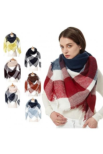 TMEOG Femme Foulard Écharpe Grand Plaid Echarpe Châle Automne Hiver Chaud Confortable Foulards Chale A_Marine 140X140cm 