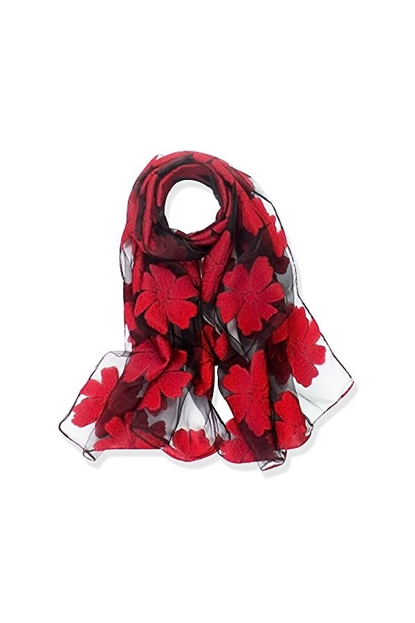 YFZYT Femmes Élégant Motif De Fleur En Mousseline De Soie Style Écharpe Châle, Été Printemps Automne Long Doux Voile Écharpe 