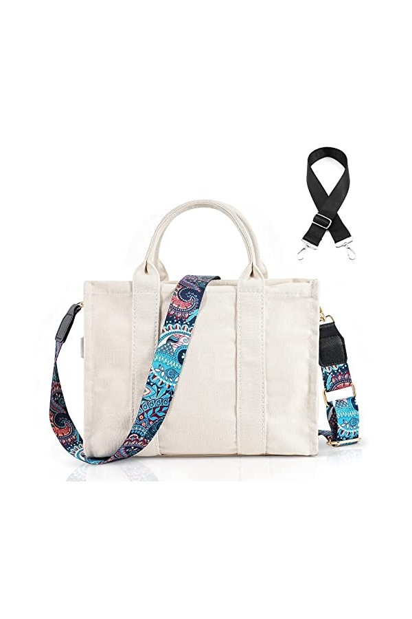 Wikay Sac à Main Cabas The Tote Bags pour Femme Sac Fourre-tout en Toile avec Fermeture éclair Grand Sacs de Voyage Tendance 