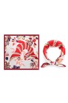 Foulard carré en soie pour femme - Motif totem - 70 x 70 cm, Rouge, L