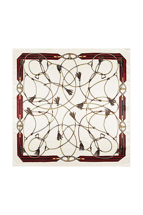 Foulard en soie pour femme - Grand carré Satin 90 cm - blanc - 89 cm