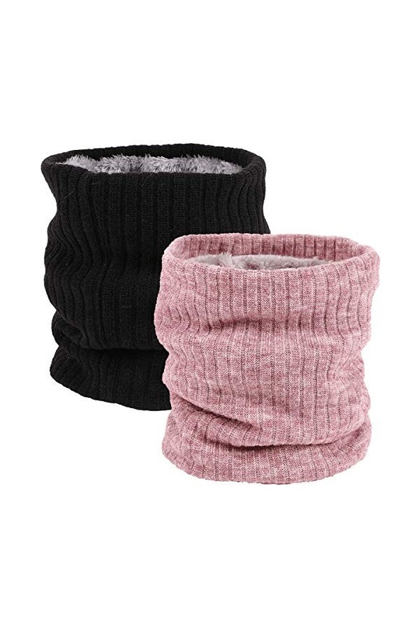 Col Écharpe Chauffant Hiver Cache-Cou Tricoté Homme et Femme Écharpe Infinie De Tube Doublée En Polaire Hiver Chaud Pour Cycl