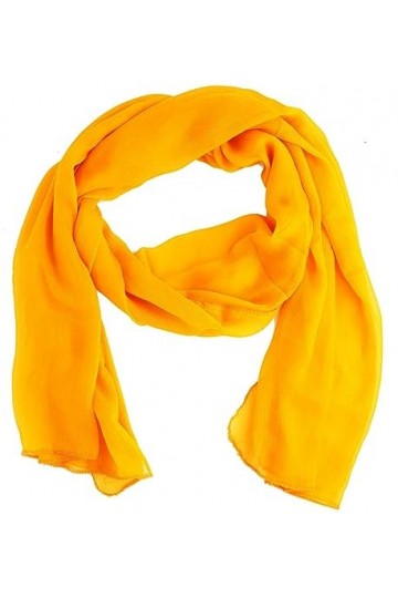 Lang Horn Écharpe transparente en mousseline de soie pour femmes, Orange, L