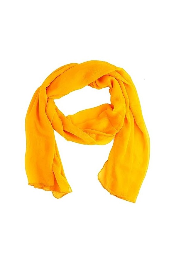 Lang Horn Écharpe transparente en mousseline de soie pour femmes, Orange, L