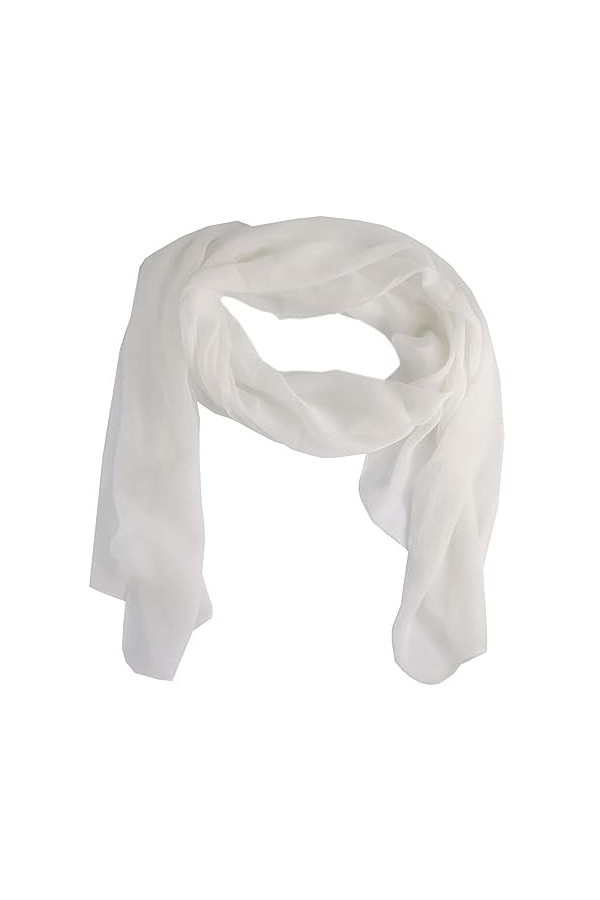 Lang Horn Écharpe transparente en mousseline de soie pour femmes, Orange, L