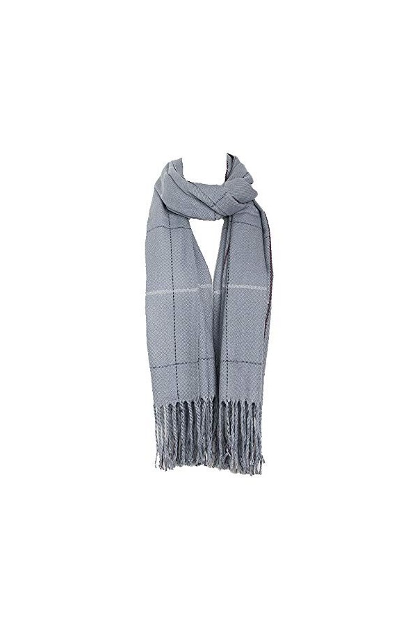 FYDRISE écharpe Femme Fille Automne Hiver en Cachemire Chaud à Carreaux et Frange 180 * 70cm Gris