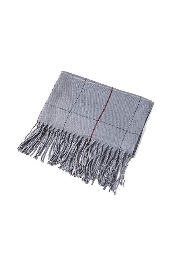 FYDRISE écharpe Femme Fille Automne Hiver en Cachemire Chaud à Carreaux et Frange 180 * 70cm Gris