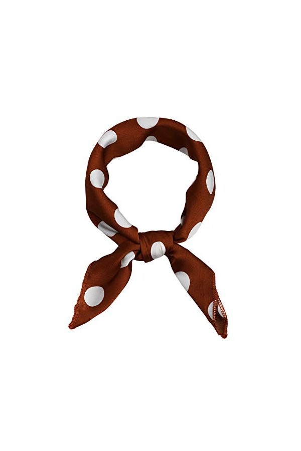 sourcing map 50cm 1950s Vintage Retro Pois Square Écharpe Tête Cou Écharpes Fanchon Foulard Caramel M