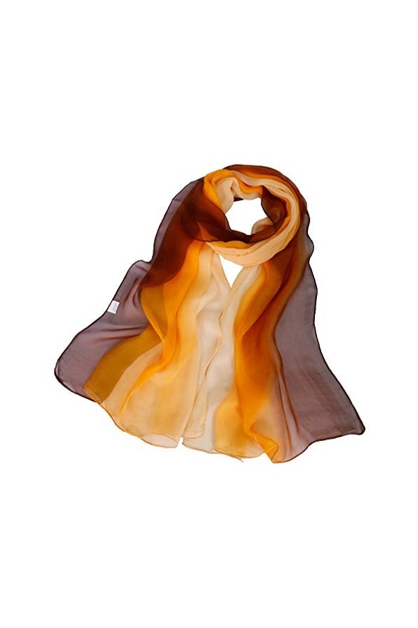 KAVINGKALY Mélange de soie Écharpes oblongues en forme décharpe légère à la mode en mousseline de soie douce à la mode Beig