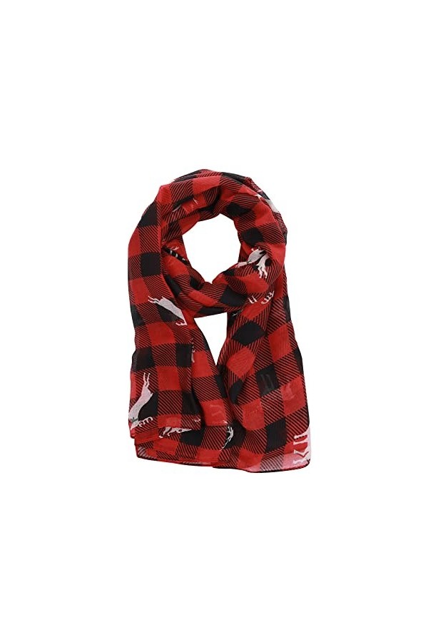 Lusofie Écharpe de Noël Echarpes et Foulards Femme dImpression de Renne Hiver Foulard à Carreaux Douce et Chaude Chale pour 