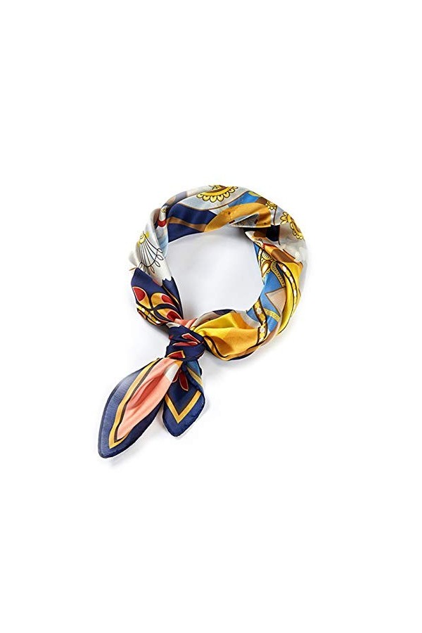Leisofter Foulard Carré Femmes en soie Ècharpe Cheveux Bandeau Mouchoir Echarpe Carré Multi-motifs, 53cm x 53cm