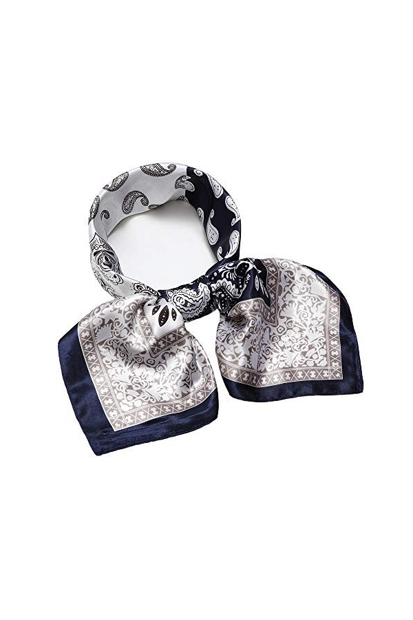 NaSoPerfect Grande écharpe carrée en satin avec motif de soie pour femme 89 x 89 cm - - 89 cm x 89 cm