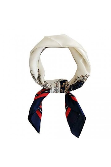 FONYVE Écharpe carrée en satin pour femme - 69,5 x 69,8 cm, Chaîne 24 Bleu, Medium