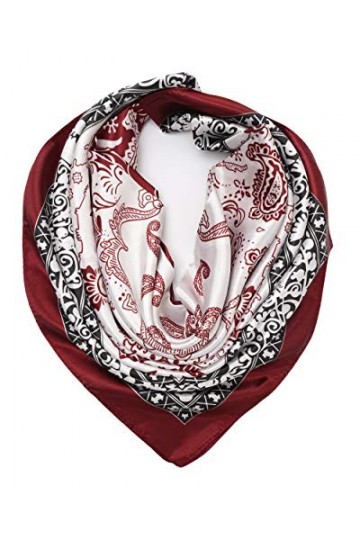 Your Smile Écharpe carrée en satin pour femme Motif tendance Grand modèle - rouge -