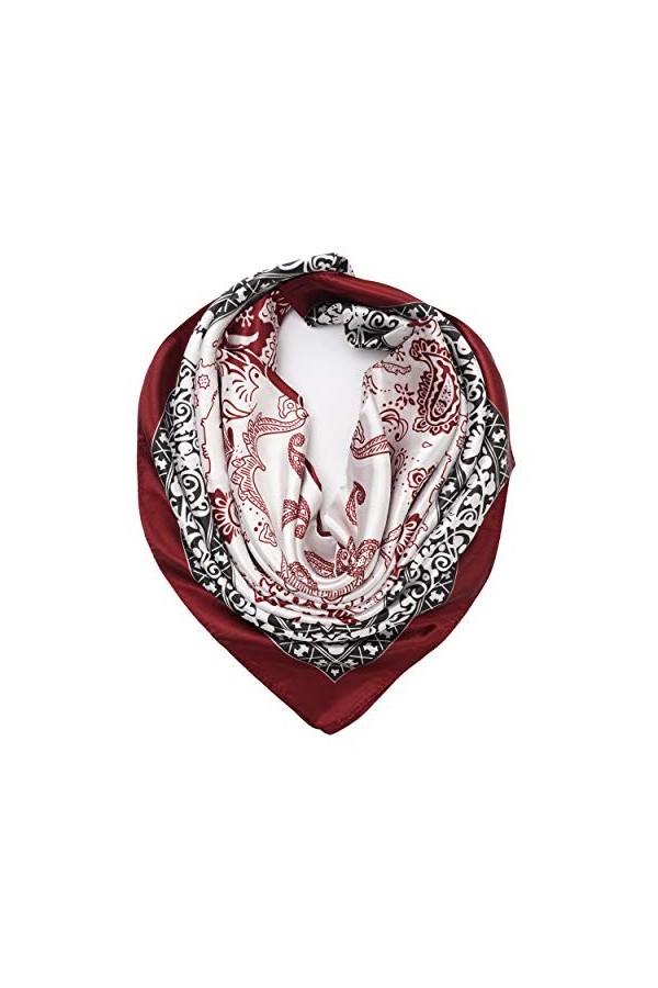 Your Smile Écharpe carrée en satin pour femme Motif tendance Grand modèle - rouge -