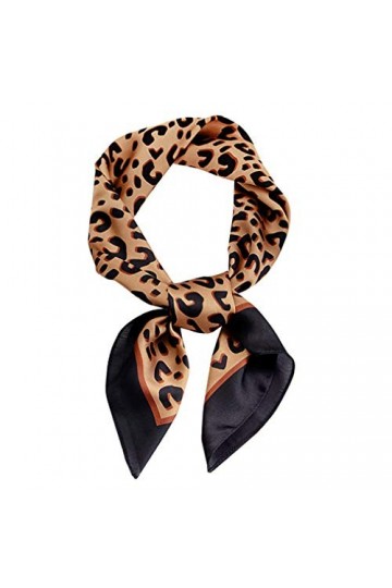 GERINLY Foulard en soie imprimé léopard pour femme, A - Léopard., Medium