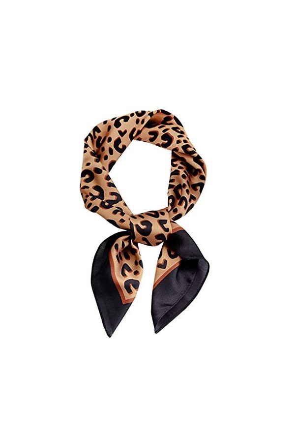 GERINLY Foulard en soie imprimé léopard pour femme, A - Léopard., Medium