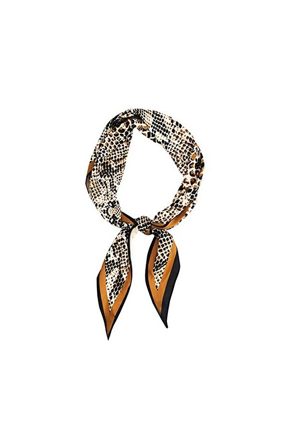 GERINLY Foulard en soie imprimé léopard pour femme, A - Léopard., Medium