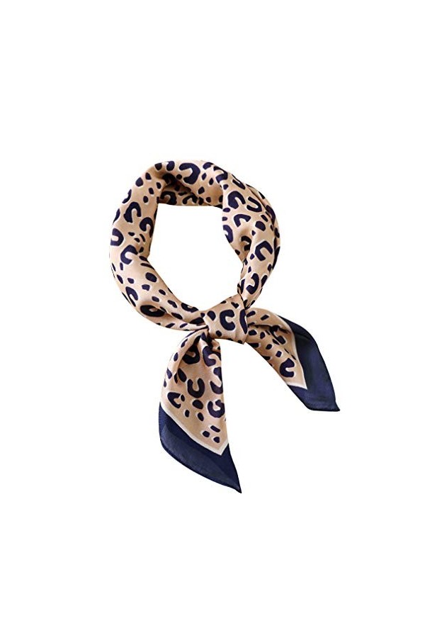 GERINLY Foulard en soie imprimé léopard pour femme, A - Léopard., Medium