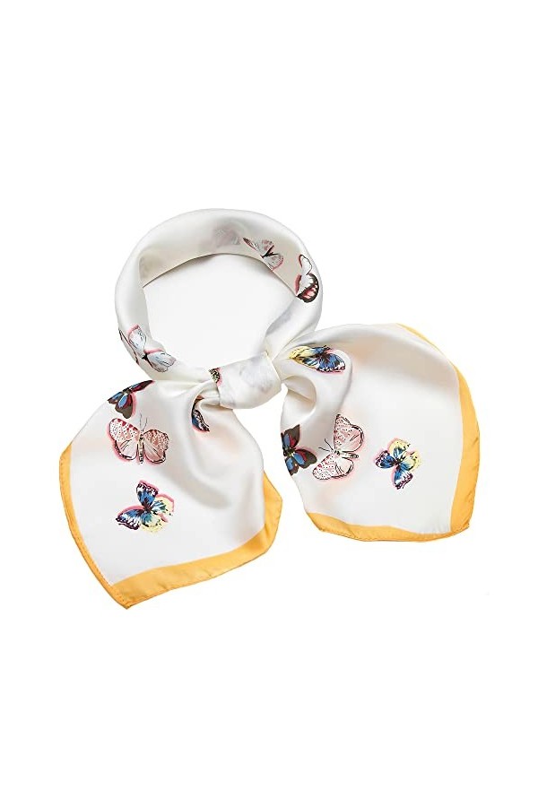 Écharpe carrée en satin pour femme 68,6 cm, Violet 24 , 69 cm x 69 cm