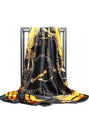 NUWEERIR Grande écharpe carrée en satin pour femme avec sensation de soie, cadeau de créateur 35 x 35 cm - - taille unique