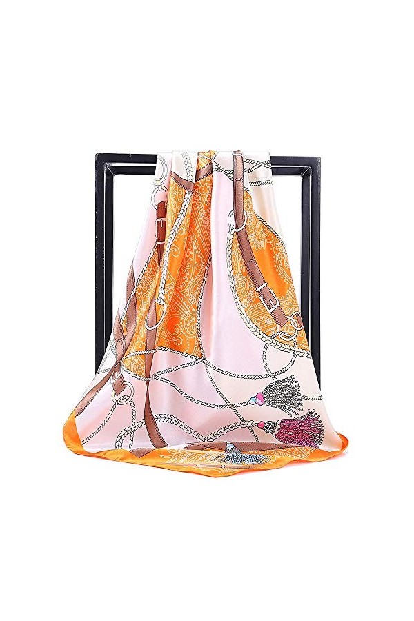 NUWEERIR Grande écharpe carrée en satin pour femme avec sensation de soie, cadeau de créateur 35 x 35 cm - - taille unique