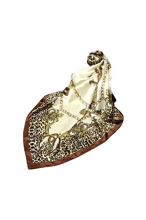 NOVMAY Foulard carré en soie pour femme Motif léopard 88,9 x 88,9 cm - multicolore - 89 cm x 89 cm