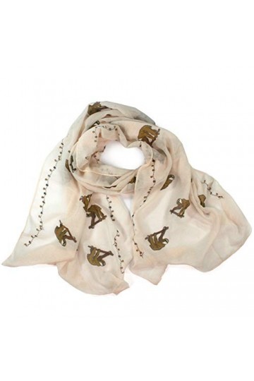 Écharpe pour femme avec un design paresseux dans un sac cadeau. Fabriqué à partir dun mélange de polyester et de coton. Parf