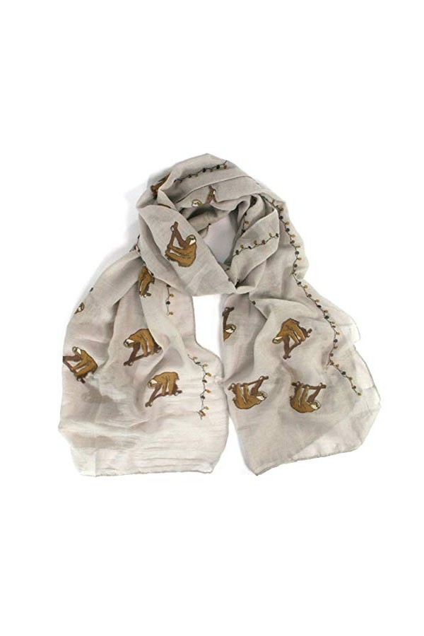 Écharpe pour femme avec un design paresseux dans un sac cadeau. Fabriqué à partir dun mélange de polyester et de coton. Parf