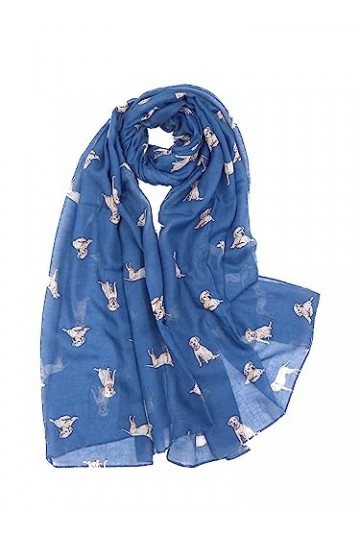 Grande écharpe légère avec imprimé labrador pour les amoureux des chiens - Bleu - Taille Unique