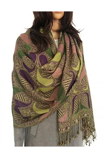 Écharpe pashmina pour femme – Grande écharpe longue à motif cachemire floral arcenciel pour femme, écharpe portable, écharpe 