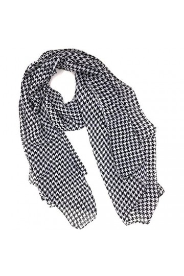 Tapp Collections™ Écharpe en mousseline douce à la mode, Pied de poule / noir blanc, Size: 70" x 27.5". Weight: 2 oz