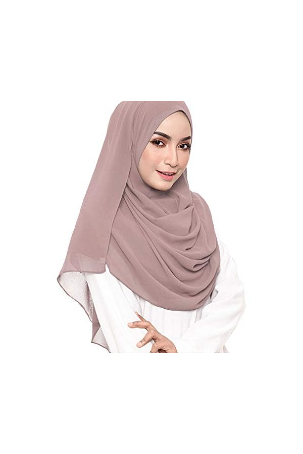 LMVERNA Écharpe en mousseline de soie à bulles de couleur unie pour femme - Longue écharpe douce pour hijab, vieux rose, Medi