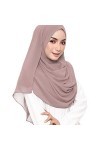 LMVERNA Écharpe en mousseline de soie à bulles de couleur unie pour femme - Longue écharpe douce pour hijab, vieux rose, Medi