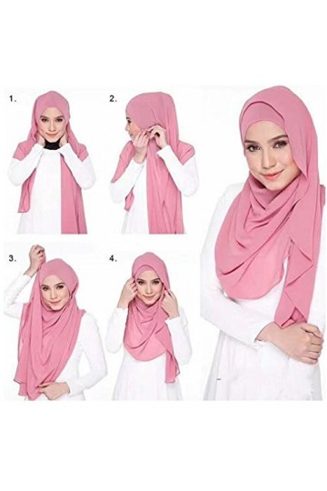 LMVERNA Écharpe en mousseline de soie à bulles de couleur unie pour femme - Longue écharpe douce pour hijab, vieux rose, Medi