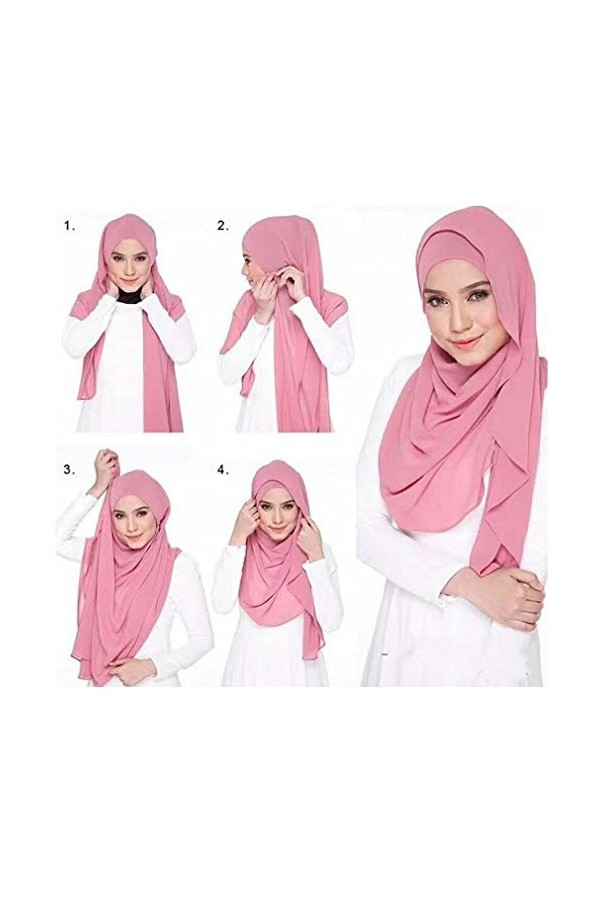 LMVERNA Écharpe en mousseline de soie à bulles de couleur unie pour femme - Longue écharpe douce pour hijab, vieux rose, Medi