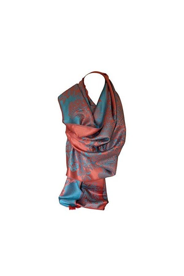 Bullahshah Scarf Shack Foulard Cachemire Floral Bordé Floral Style Écharpe Réversible Écharpe À Deux Côtés Violet/Beige 