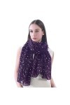 Lina & Lily Écharpe Châle Foulard Femme Imprimé Étoiles Violet + Argent 