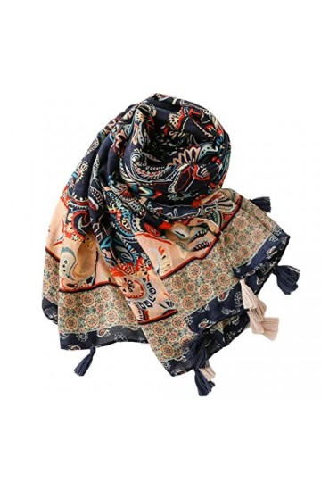 FAIRYGATE Chale Femme Hiver Chaud Echarpe Femmes Hiver Pashmina Châle Coton Imprimé Longue Foulards pour le printemps été aut