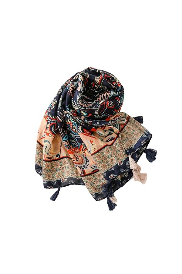 FAIRYGATE Chale Femme Hiver Chaud Echarpe Femmes Hiver Pashmina Châle Coton Imprimé Longue Foulards pour le printemps été aut