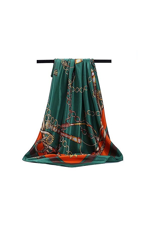 Foulard carré 88,9 x 88,9 cm toucher soie formel grand foulard pour femme fille femme - vert - Large