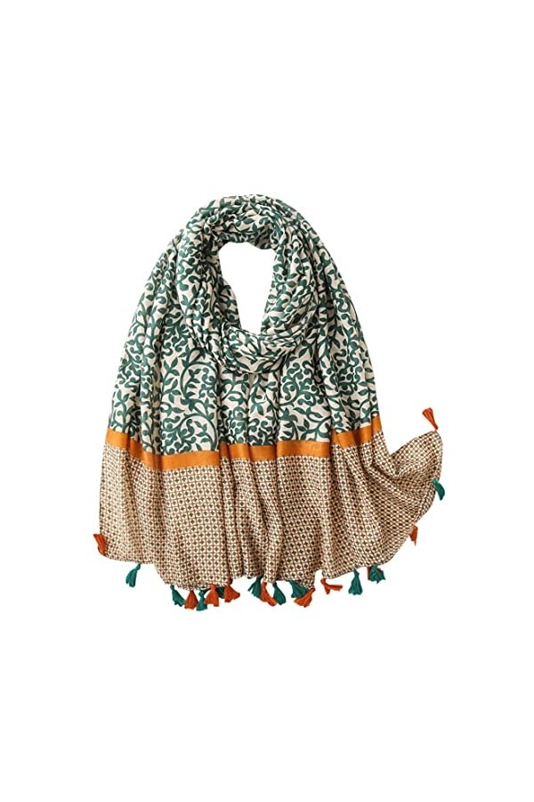 FAIRYGATE Femmes Foulards Confortable Rétro Imprimé Motif Géométrique Rayures Écharpe Doux Chaud dAutomne Hiver Etoles Châle